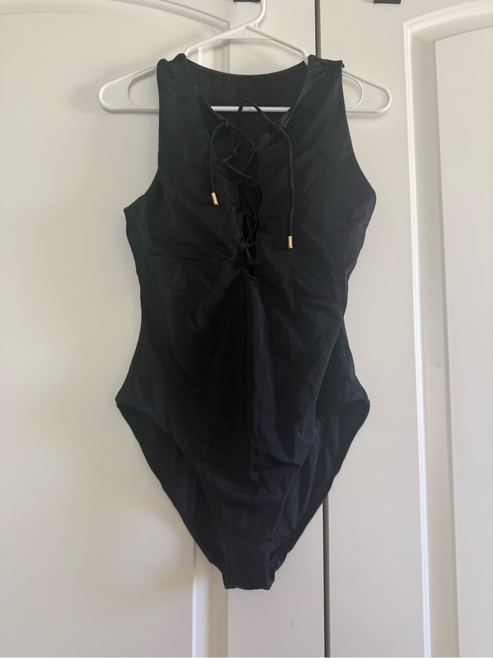 Andie Black Lace-Up One-Piece Swimsuit